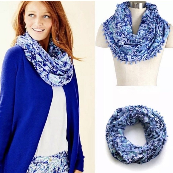 Lilly Pulitzer Infinity Loop Scarf Royal Purple 60 Animals - Picture 1 of 3
